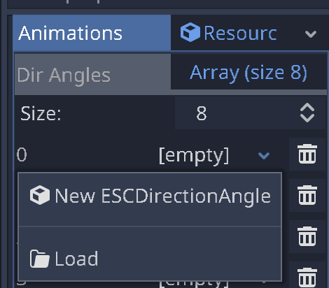 Setting the Dir angles array