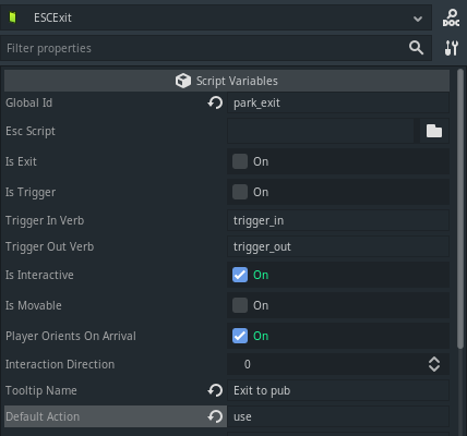 Settings for the ESCExit node.