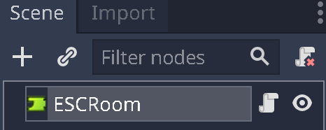 A new scene with ESCRoom as the root node