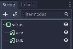 Verbs scene tree